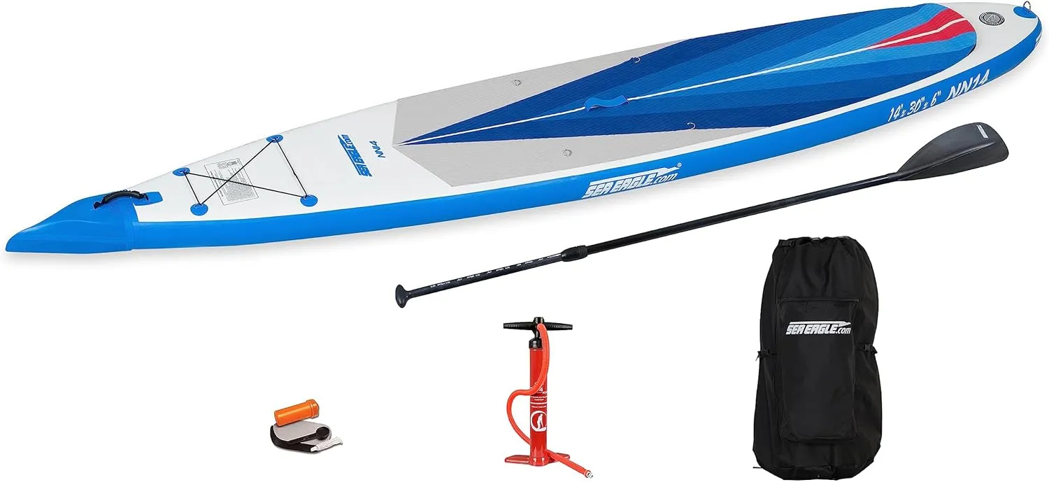 Sea Eagle NeedleNose 14 Inflatable Lightweight High Pressure Drop Stitch Stand Up Paddle Board SUP, Patented Wave Piercing Bow