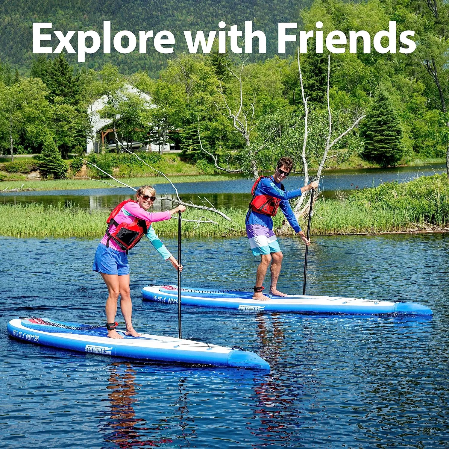Sea Eagle NeedleNose 14 Inflatable Lightweight High Pressure Drop Stitch Stand Up Paddle Board SUP, Patented Wave Piercing Bow
