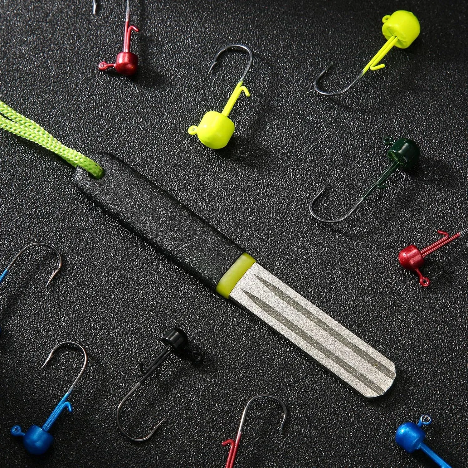 Skylety 2 Pcs Hook Sharpener Hook File for Fishing Diamond File with Handle Portable Double Sided Fine and Medium Grit for Fishing