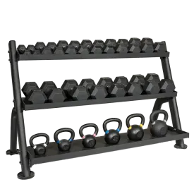 SMW Strength 3 Tier Adjustable Tray Dumbbell/Kettlebell Rack