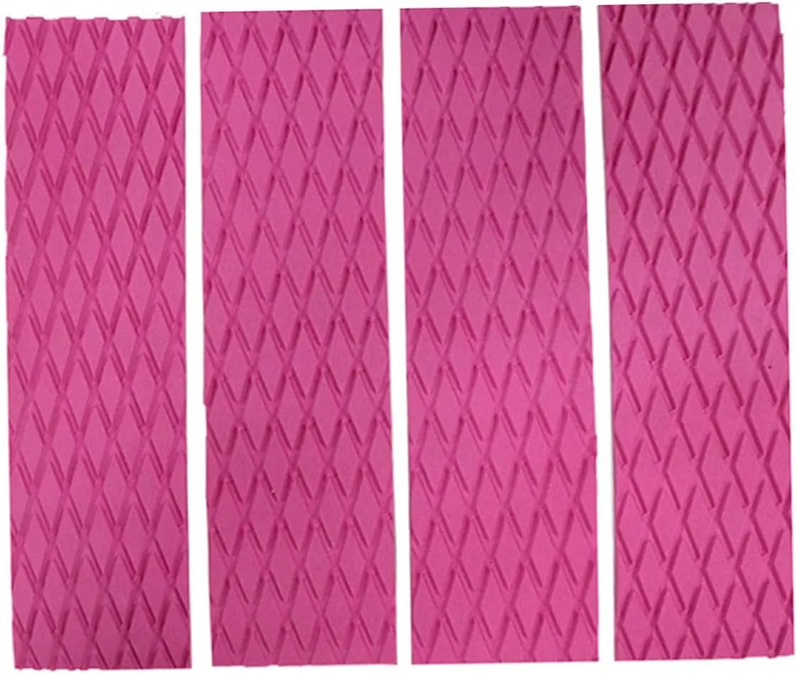 Surfboard Traction Pads Anti-Slip Surf Board Pads Skimboard Foot Pad Surfing Skimboard Sticker Front Tail Deck Mat Pink 4PCS
