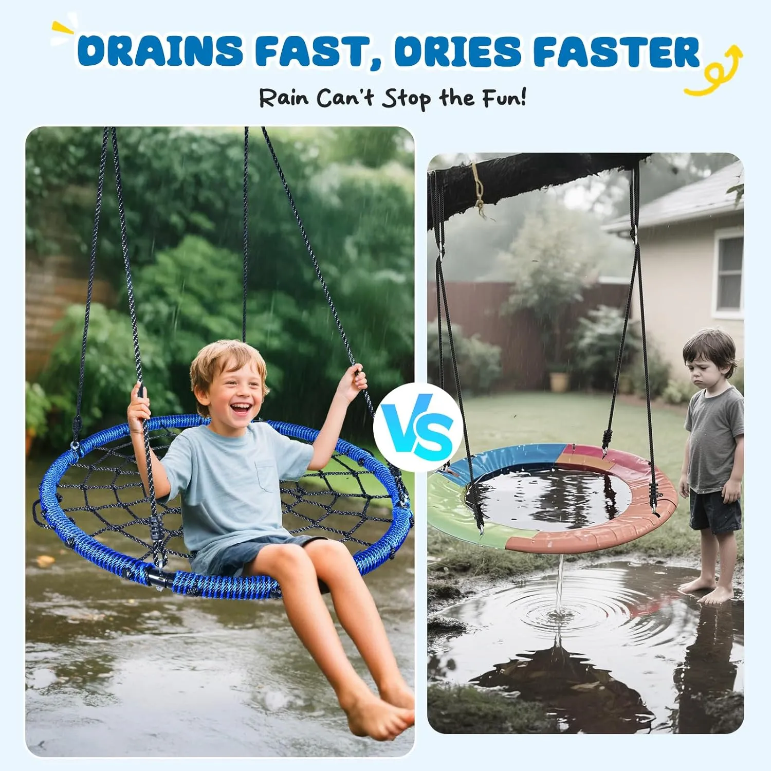 Trekassy 750lbs 40 Spider Web Saucer Tree Swing for Kids Adults, Outdoor Net Swing with Steel Frame and 2 Hanging Straps-Blue