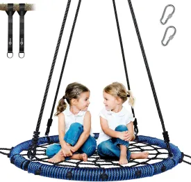 Trekassy 750lbs 40 Spider Web Saucer Tree Swing for Kids Adults, Outdoor Net Swing with Steel Frame and 2 Hanging Straps-Blue