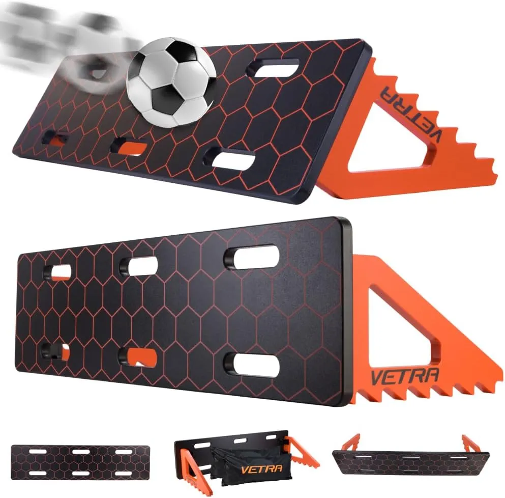 VETRA Soccer Training Equipment - Soccer Rebounder Board with 2 Sandbags - Adjustable Durable Portable Wall & Replay Trainer for Ball Control, Passing & Shooting Rebounders