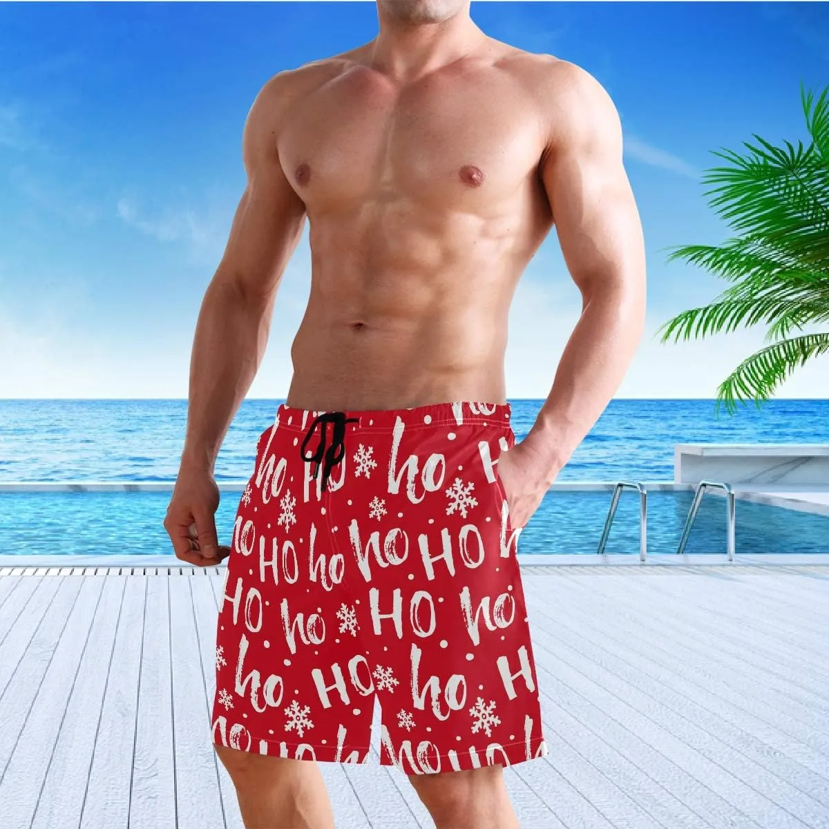 visesunny New Summer Men's Swim Trunks Quick Dry Bathing Suits Holiday Beach Short Casual Board Shorts