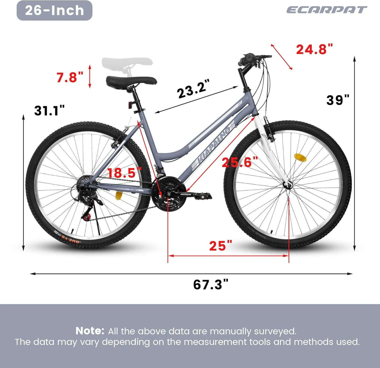 Womens' Girls 24/26 Inch Kids Mountain Bikes, 21-Speed Children's Day Gifts for Ages 10  Years Old Bicycles, School Work Daily Commuting Summer Travel Bikes