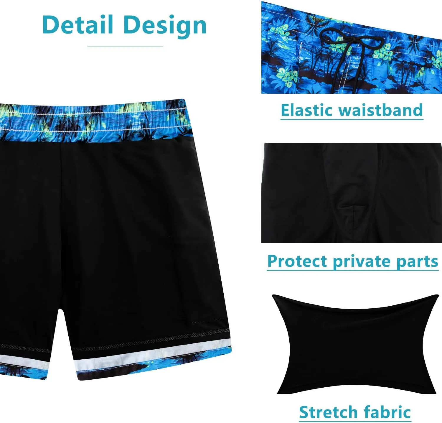 XiaoMoSha Mens Swim Trunks with Compression Liner 7" Quick Dry Board Shorts Bathing Suit with Pockets Swimwear Swimsuit S-2XL
