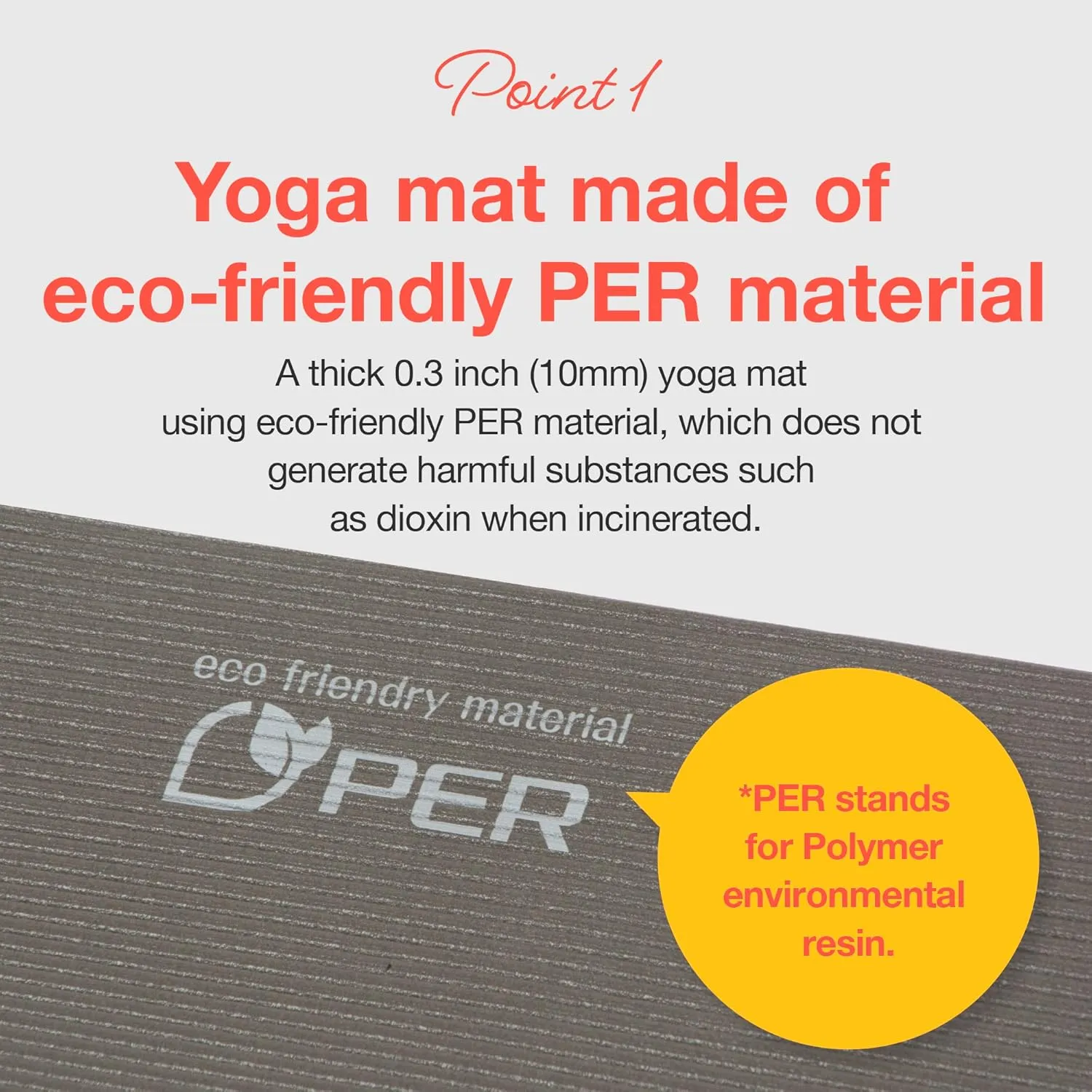Yoga Mat Eco-Friendly Material 1/2 inch Non-Slip Yoga Pilates Fitness at Home & Gym 4 Colors with Carrying Case & Strap